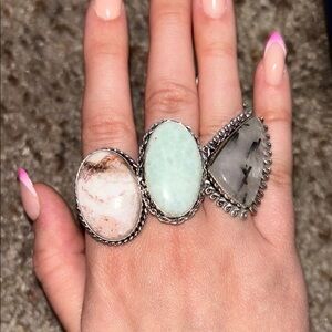 8 Piece Stone Rings